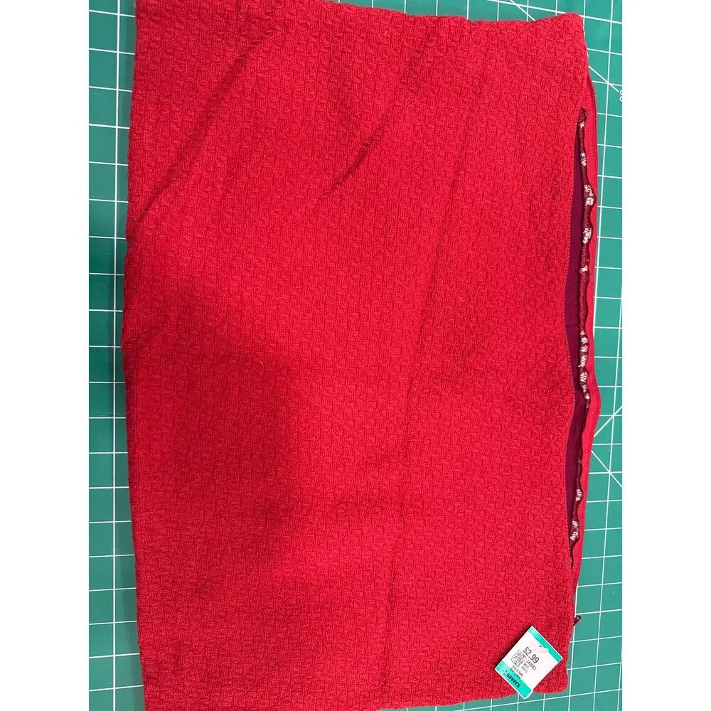Crate & Barrel Noelle Red Knit Lumbar Pillow Cover 21x14 Hearts Scandi Winter